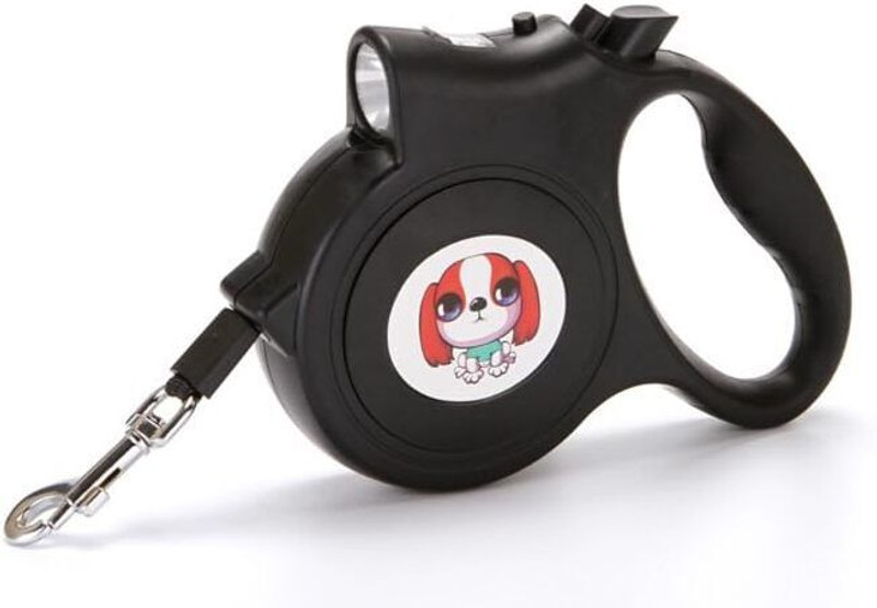 PETZ R US PETZ R US Retractable Dog Leash with Torch 5 Meter Durable Pet Walking Leash 500 cm Dog & Cat Cord Leash(Black)