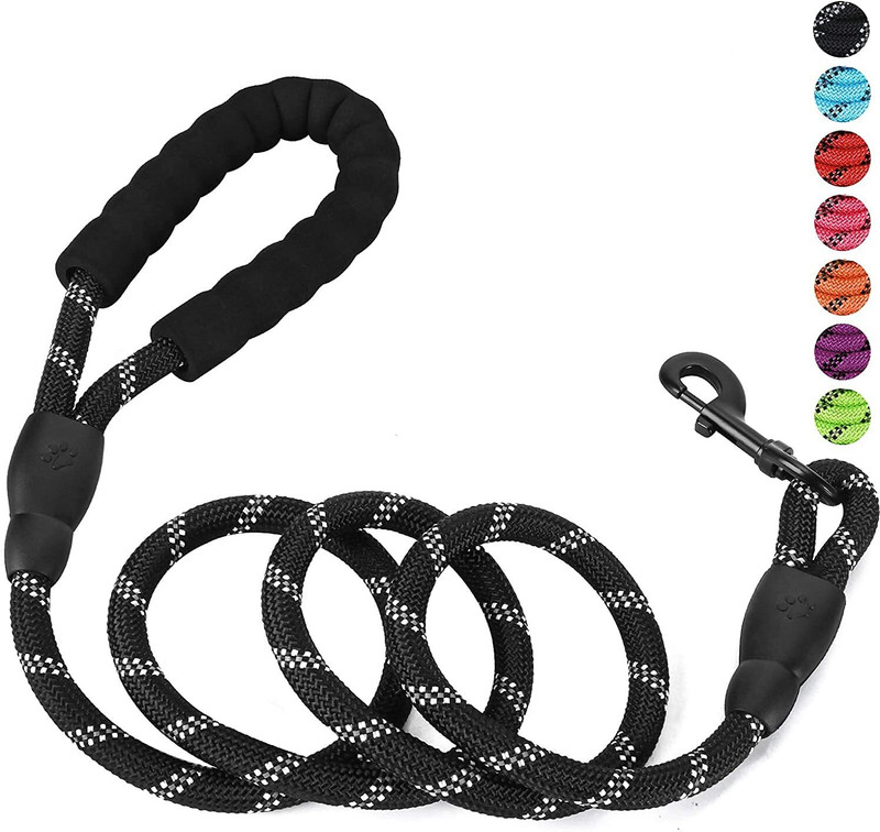 Pettivo Dog Leash 5FT Long, ½ Inch Thick Reflective Heavy Duty Rope 152.4 cm Dog & Cat Cord Leash(Black)