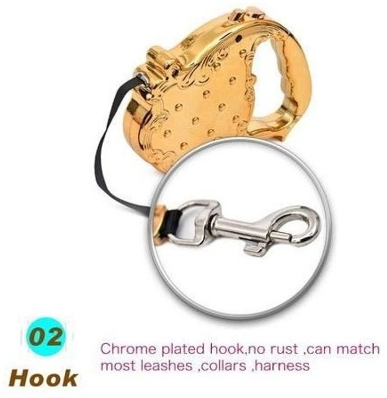 Hoaxer Medium Dogs Dog Leash Elastic Leash 3M Pet Dog Leash 300 cm Dog & Cat Strap Leash(Gold)