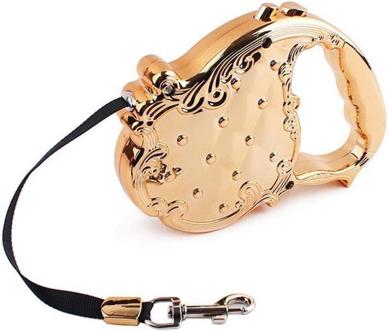 Hoaxer Luxury Retractable Dog Leash 300 cm Dog & Cat Strap Leash(Gold)