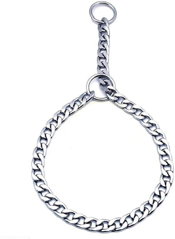 JAPIN Stainless Steal Choke Chain Dog Training Collar (L-24 inch W-1.75 cm), (Pack of 1). 59 cm Dog Chain Leash(Silver)