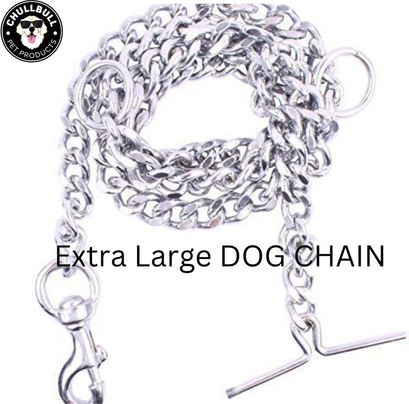 chullbull pet products Extra Large Iron Heavy Duty Dog Chain Leash Pet Belt Chain XXL 4no. 160 cm Dog Chain Leash(Silver)