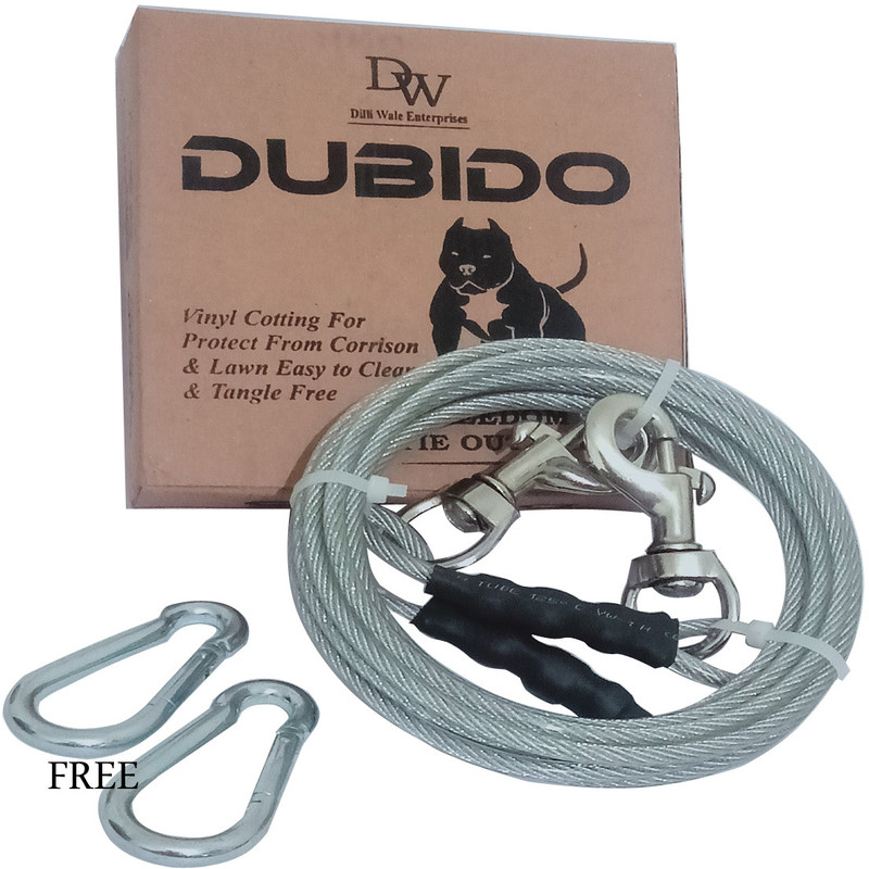 dubidu Tieout Cable 300 cm Dog & Cat Cord Leash(Silver)