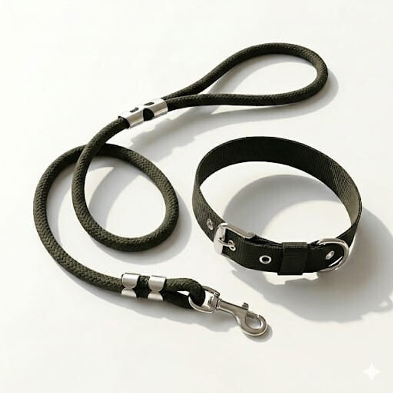P.U.P.S BLACK COMBO 160 cm Dog & Cat Cord Leash(Black)