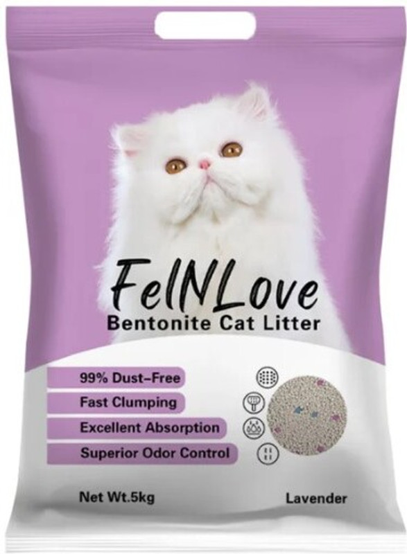 Felnlove Bentonite Cat Litter 5kg Lavender Pet Litter Tray Refill