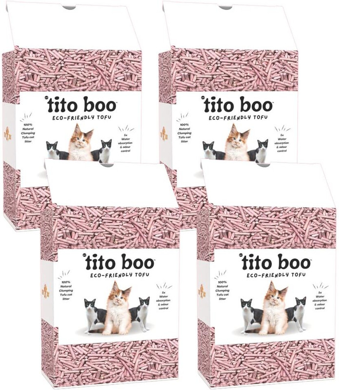 Tito Boo Tofu: Flushable Litter for Odor-Free Homes & Happy Cats (Pack of 04, Lavender) Pet Litter Tray Refill