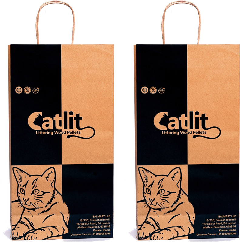 Catlit Natural Super Absorbent Pine Wood Cat Litter Anti Bacterial & Chemical Free-6 Kg Pet Litter Tray Refill