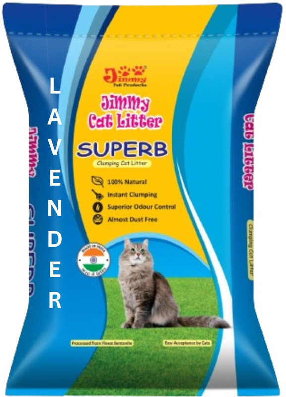 Jimmy Cat Litter 25 Kg Superb Granules Sand lavender Fragrance 5 Kg Pack of 5 Pet Litter Tray Refill