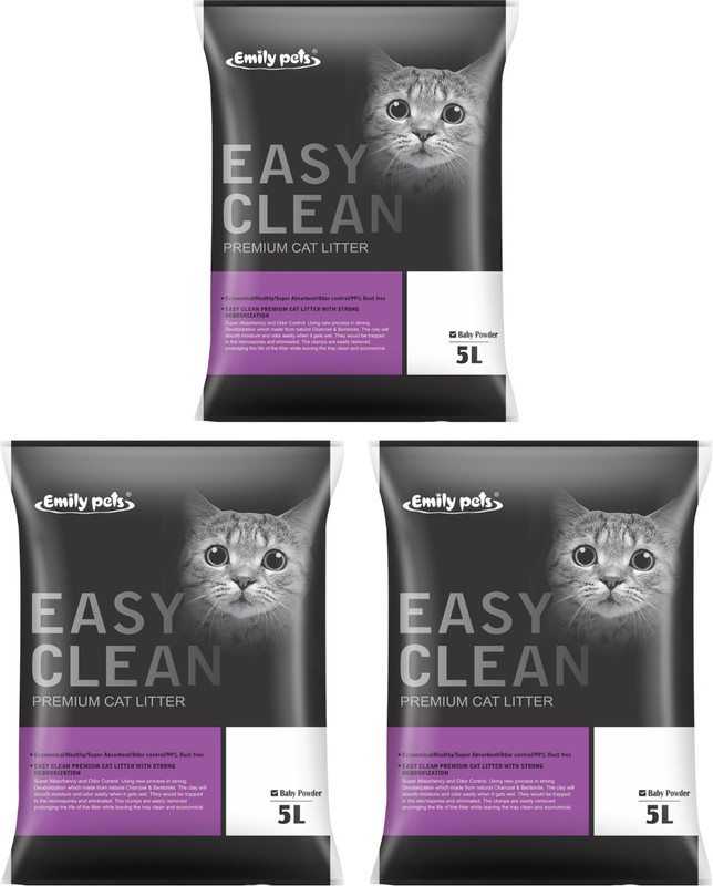 Emily Pets Premium Bentonite Cat Litter Baby Powder 10L | Odor Control Litter Pet Litter Tray Refill