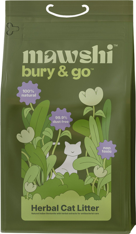 mawshi bury & go Herbal Cat Litter 3X Stronger Absorption 99.9% Dust Free - 10 KG Pet Litter Tray Refill