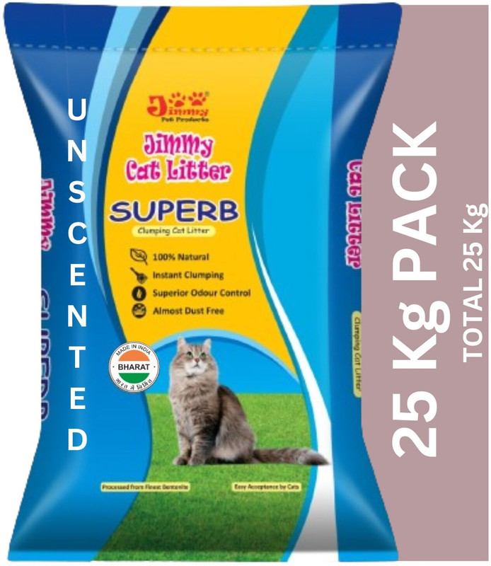 Jimmy Cat Litter 25 Kg Superb Granules Sand lavender Fragrance 5 Kg Pack of 5 Pet Litter Tray Refill