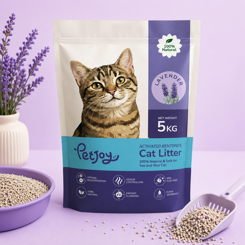 PetJoy Smart Clump Cat Litter Inside | Pet Friendly Lavender Essential Oils Pet Litter Tray Refill