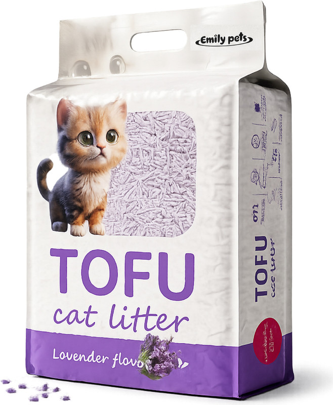 Emily Pets Tofu Cat Litter-Flushable Dust Free-Odor Control-Low Track-Original Pet Litter Tray Refill