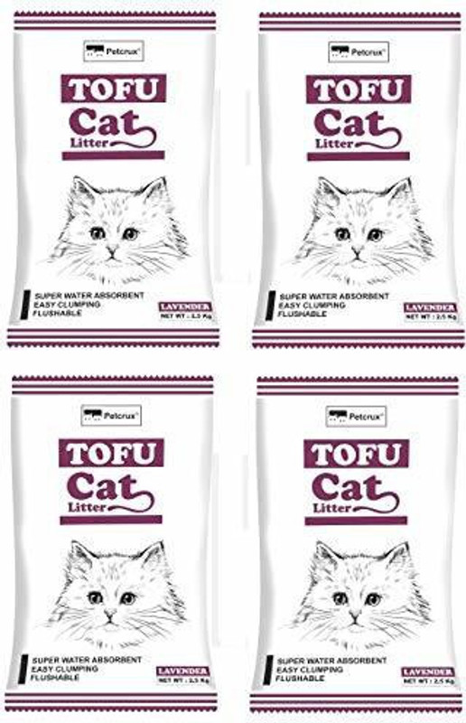 Petcrux Tofu Cat Litter Natural Cat Litter Flushable Cat Litter Clumping Plant Cat Litter Ultra Odor Control Cat Litter Dust Free Low Tracking Cat Litter 6 L - 2.5 Kg Lavender Flavor (Pack of 1) Pet Litter Tray Refill