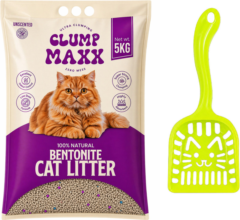 Clump Maxx Cat Litter 5 kg With Free Scooper Pet Litter Tray Refill