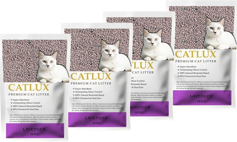 CATLUX Activated Cat Litter- 16Kg (Pack of 4) | Lavender Fragrance |CAT LITTER | Pet Litter Tray Refill