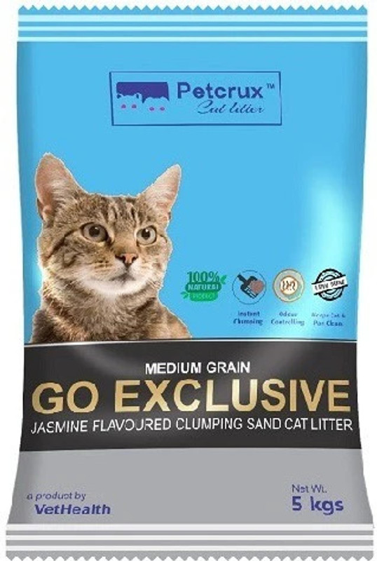 Petcrux Go Exclusive Scoopable Montonite Jasmine Cat Litter (5Kg-Pk1) Pet Litter Tray Refill