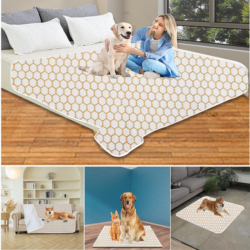 ADBENI HOME 55x39 Inch White Waterproof Jacquard Dog Pet Mat