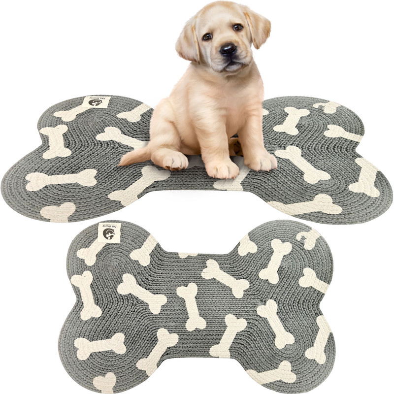PET WORLD Bone Shape Pet Mat for Dog & Cat|Hand Braided|Food Mat Skin Friendly |60*40 Cm Dog, Cat Pet Mat