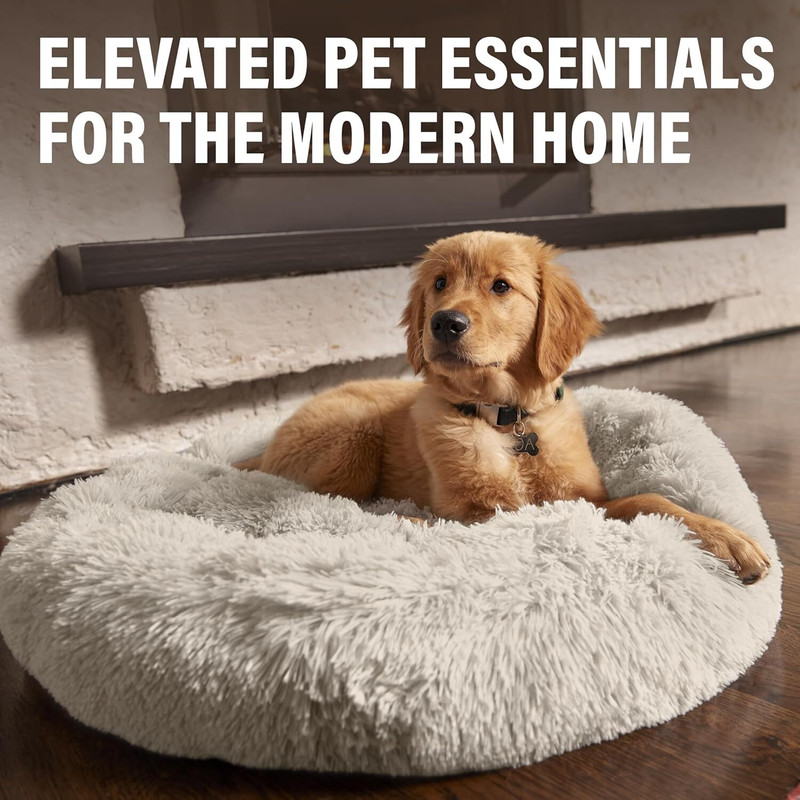 DCM PET MART 26 Inches Medium Slip Round Fluffy Plush Faux Fur Pet Bed, pack 1 Dog, Cat Pet Mat