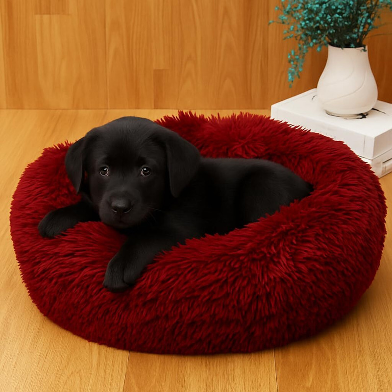 DCM PET MART Winter Round Donut Pet Bed for Cats and Puppies, Sizes for Small Dog Pet Mat