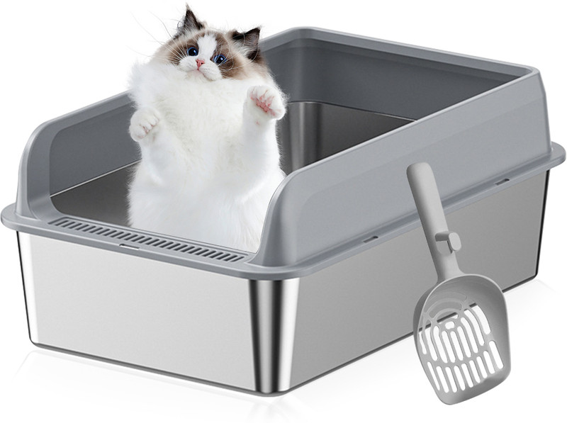 SUPVOX Stainless Steel Durable Cat Litter Box for All Cats Cat Pet Mat