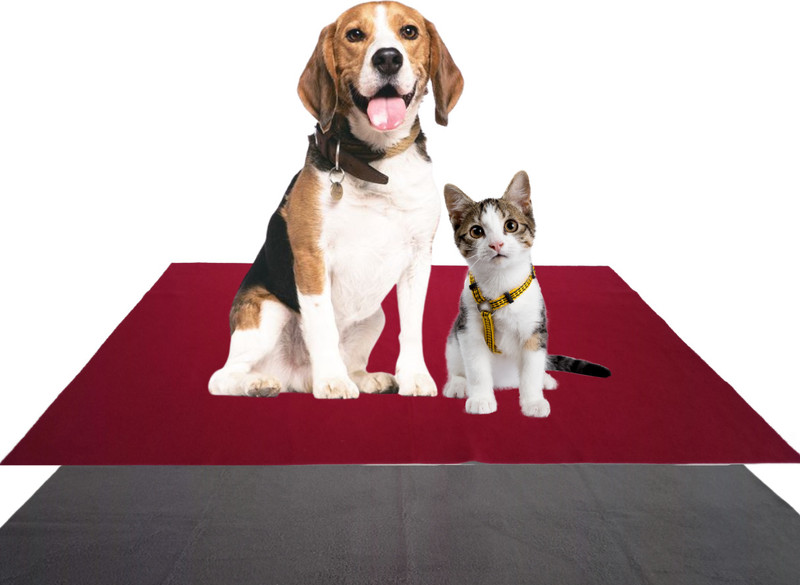 AHC Hucha Dry sheets for pets|Size-100x70, Colour-Maroon+Grey Dog, Cat Pet Mat