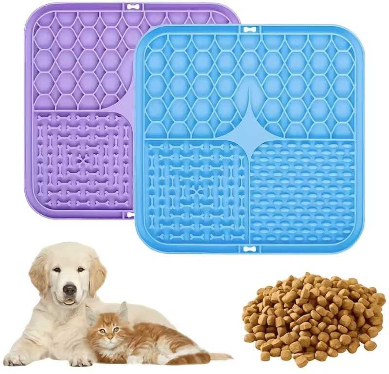 Naama 1pc Silicone Pet Licking Mat for Dogs & Cats,Slow Feeder Pad with Textured Zones Cat, Dog Pet Mat