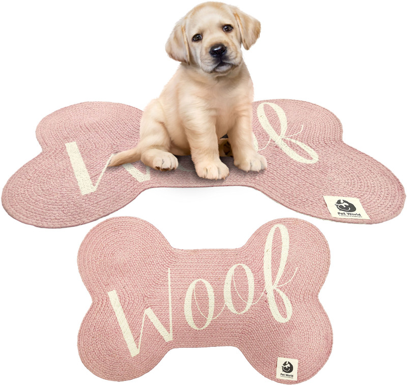 PET WORLD Bone Shape Pet Mat for Dog & Cat|Hand Braided|Food Mat Skin Friendly |60*40 Cm Dog, Cat Pet Mat