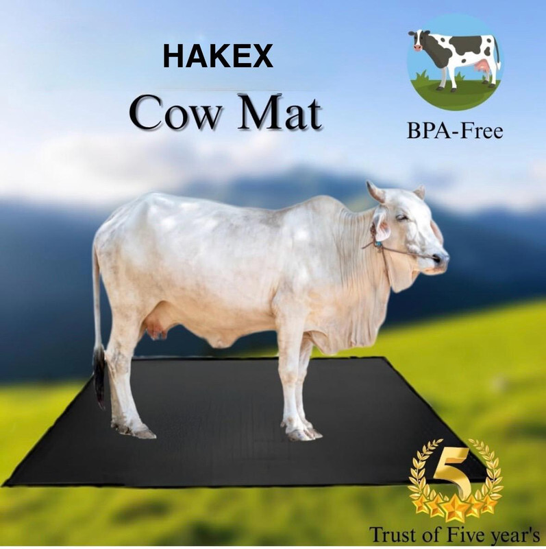 HAKEX COW MAT-Waterproof Rubber-Black16 (Mat 8*5 Feet) BPA Free For Horse- Cow, Dog, Hamster, Guinea Pig, Miniature Pig Pet Mat