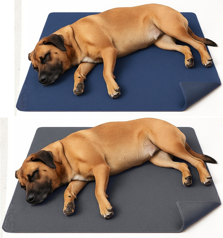 HUCHA Medium Microfiber Dry Sheet for Pets Navy Blue & Grey Combo Dog, Cat, Rabbit Pet Mat