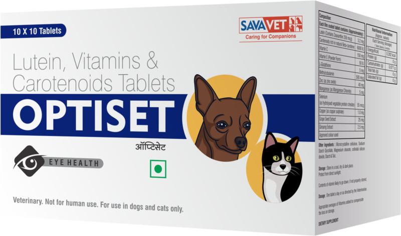 SAVA VET Optiset Eye Care Health Tablet For Pets Lutein, Vitamins & Carotenoids Tablets Pet Health Supplements(10 Pieces)
