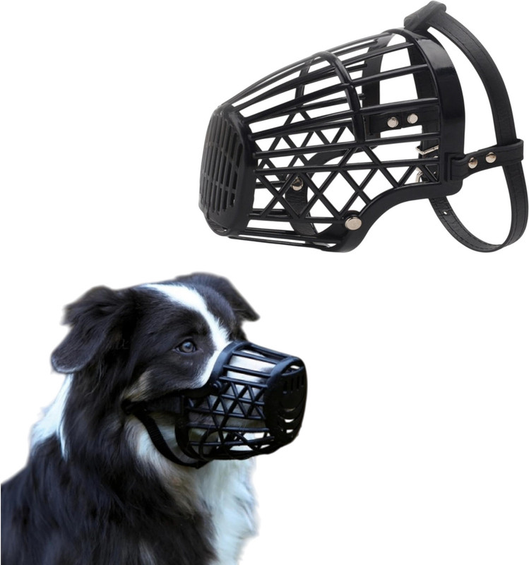 AKEnnterprises 4No Dog Adjustable Muzzle, Mouth Cover for Dogs/Puppy Medium Strips Muzzle Medium Other Dog Muzzle(Black)