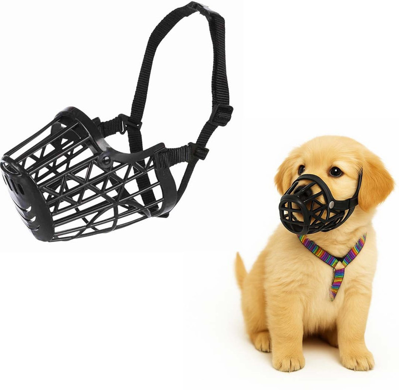 AKEnnterprises 3No Adjustable Strap Muzzle Pet Safety & Comfort - Perfect for Small-Sized Dogs Small Other Dog Muzzle(Black)