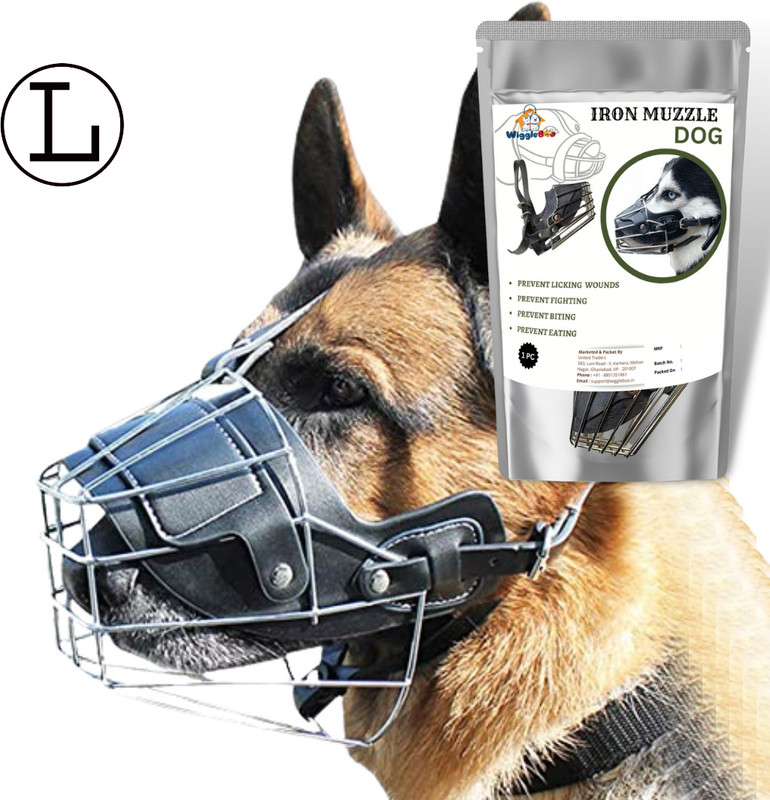 WiggleBoo Dog Muzzle, Basket Design, Safe & Comfortable Muzzle, Breathable & Adjustable Large Other Dog Muzzle(Black)