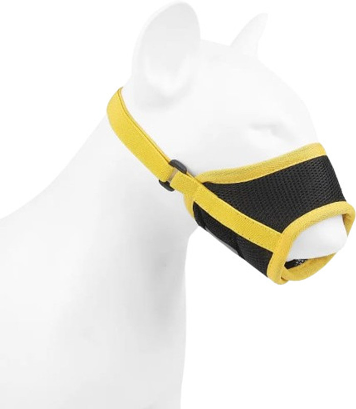 shagul Shagul Pet Muzzle high quality nylon and cloth size small medium Velcro Medium Other Dog Muzzle(Yello and Black)