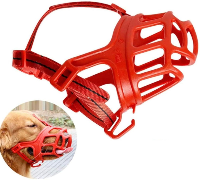 DogTrust Large Rubber Muzzle: Durable and Safe for Labradors and Golden Retrievers Large Other Dog Muzzle(Red)