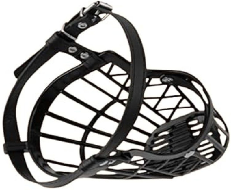 bowlfull buddies No- 5 (L) Black Muzzle, Dog Muzzle, Basket Muzzle for Biting, Aggressive Dogs Large Strips Dog Muzzle(Black)
