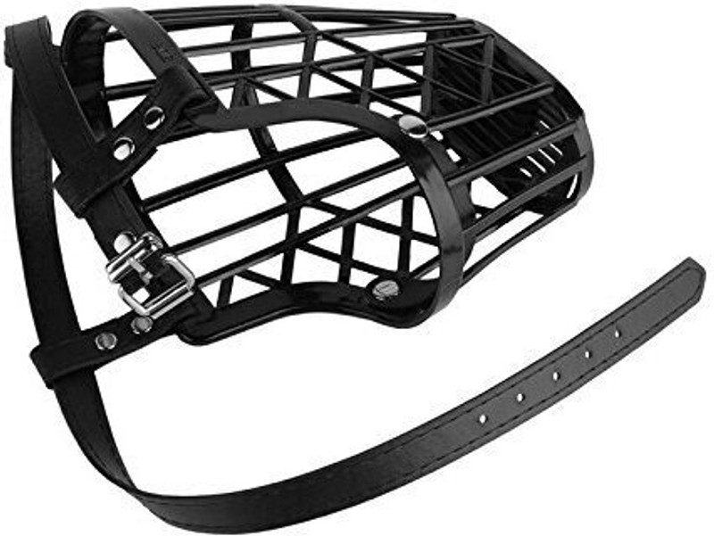 PetJoy Square Adjustable Strap Muzzle - Ensure Pet Safety & Comfort Large Strips Dog Muzzle(Black)