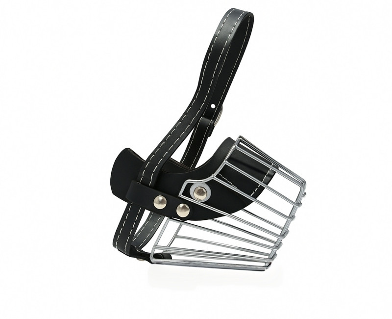 AomniStore Puppy Muzzle Adjustable Leather Strap & Breathable Dog Metal Basket (X-Small) Extra Small Other Dog Muzzle(Multicolour)