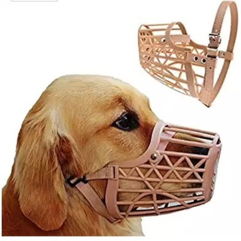 Peto lovers Muzzle Bite Guard with Adjustable Strap 7 NO Extra Large Strips Dog Muzzle(Beige)