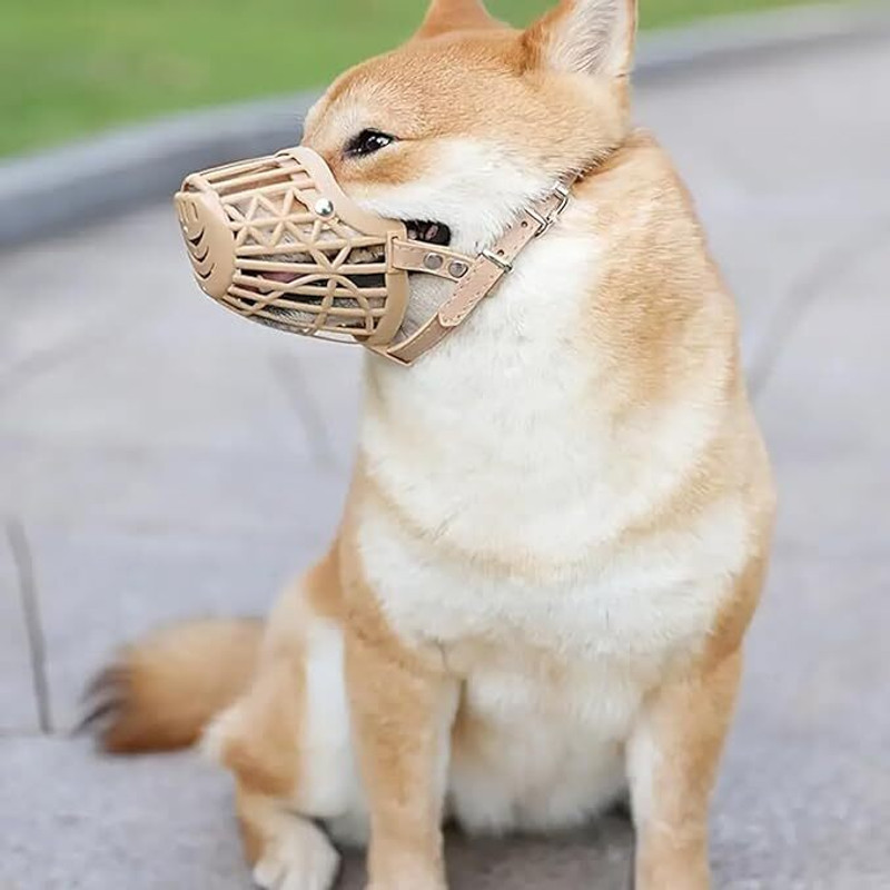 Pups&Pets 3no Dog Mouth Cap bite Guard with Adjustable Handy Strap for Small Small Other Dog Muzzle(Brown)