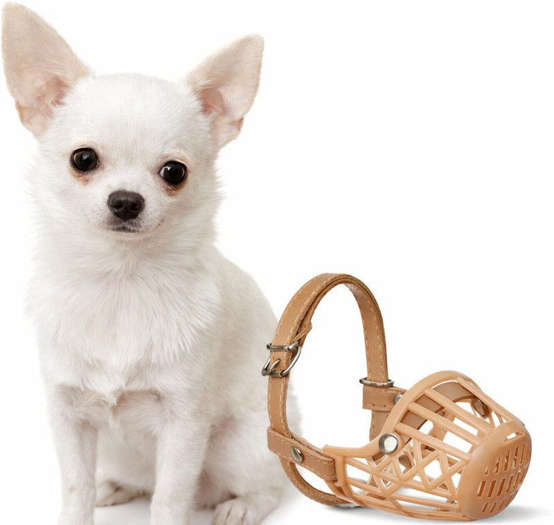 Rvpaws Small 2no Basket Muzzle Adjustable Mouth Guard for Chihuahua, Puppy & Toy Breeds Extra Small Other Dog Muzzle(Brown)
