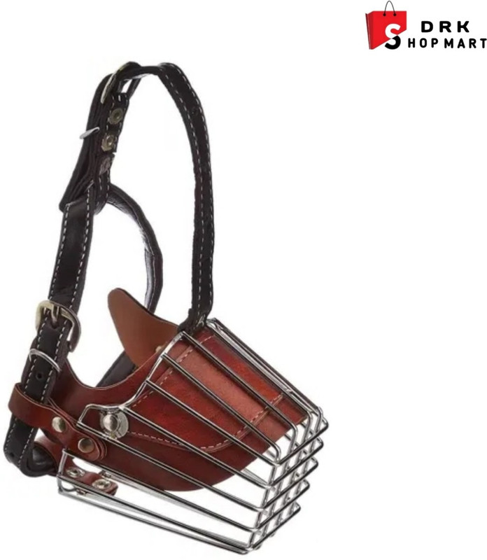 DRK Shop Mart Stainless Steel Dog Muzzle Cage Mouth cover size 10cm-15 cm (3.9 Inch-6Inch) Small Strips Dog Muzzle(Brown)