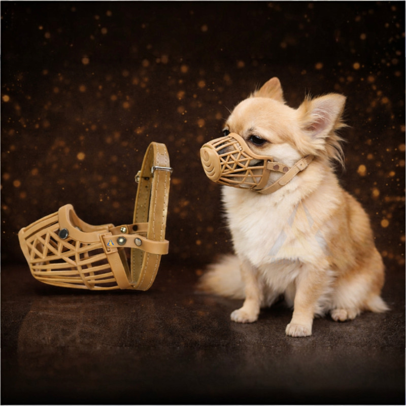 AomniStore Small Plastic 3No Adjustable Muzzle for Small Dog, Puppy Mouth Cover Mask Small Other Dog Muzzle(Peach)