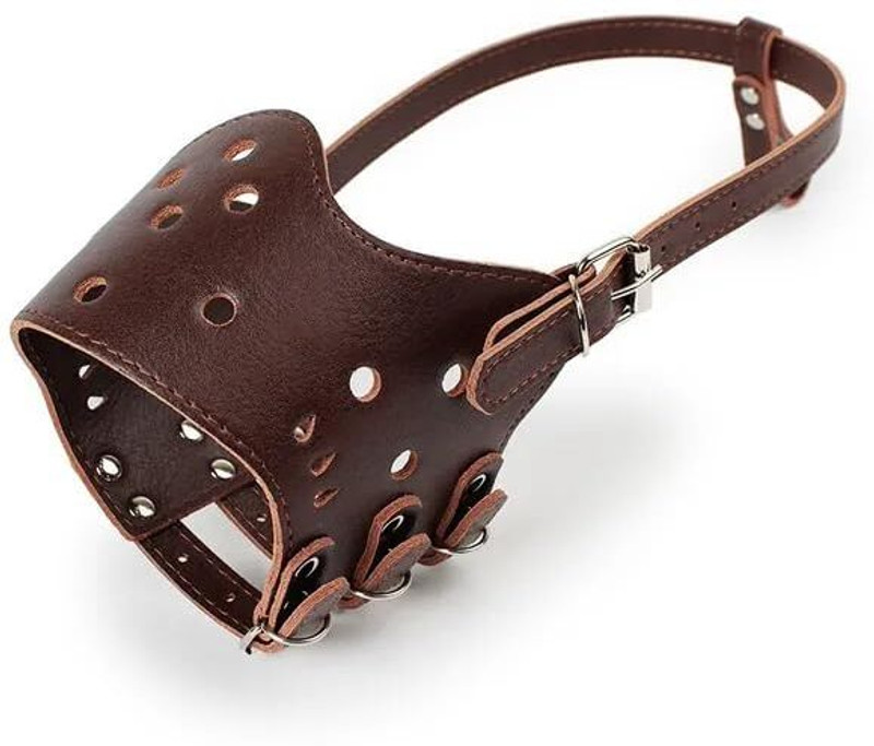 SKP Pet Soft PU Leather - Adjustable Strap Dog Cum Mouth Cover Small Strips Dog Muzzle(Multicolor)