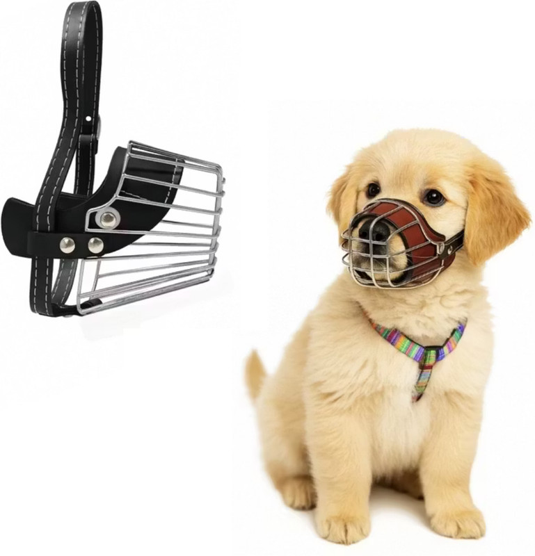 AomniStore Heavy Duty Iron Dog Muzzle for Medium Breed Adjustable Metal Cage for Safety Medium Other Dog Muzzle(Multicolour)