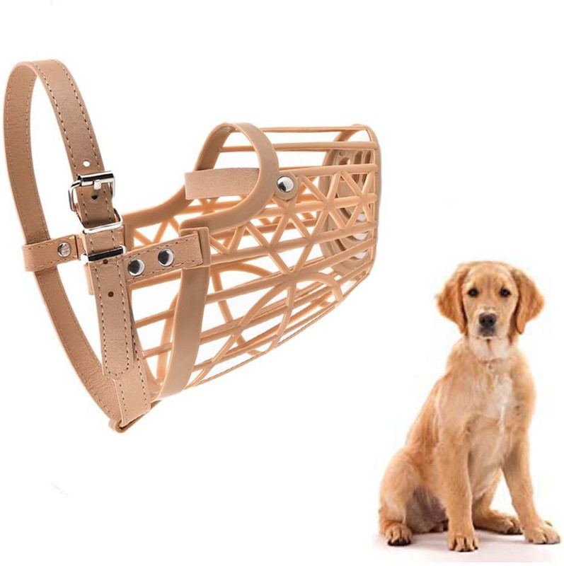 AKEnnterprises Dog Mouth Cover Muzzle/Bite Guard with Adjustable Strap Size (Small No.-3) Small Other Dog Muzzle(Brown)