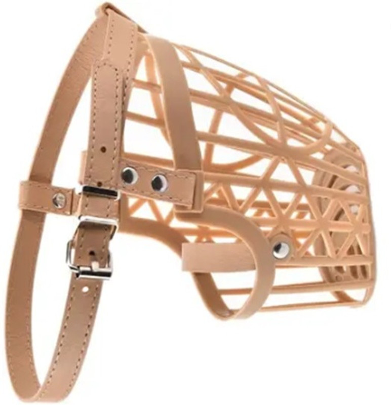 SAVEPET Dog Mouth Cover Muzzle Size-2 for Small Breed Small Strips Dog Muzzle (Beige) Extra Small Strips Dog Muzzle(Beige)