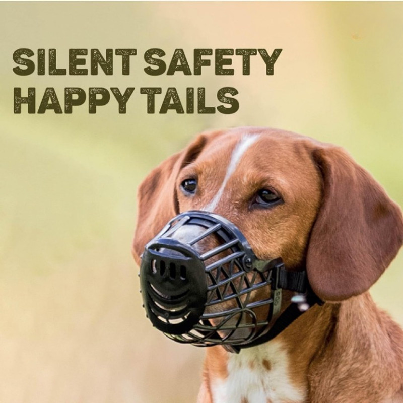 Jayana Enterprise High Quality Plastic Dog Muzzle|Anti-Biting, Barking & Chewing Control Size 4 no Medium Strips Dog Muzzle(Black)